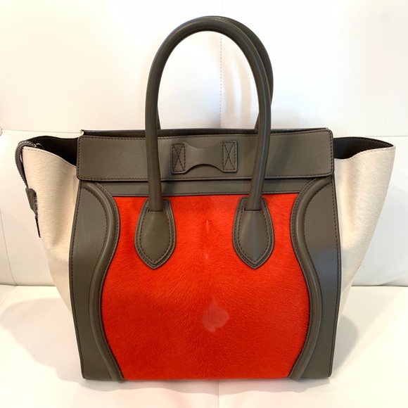 CELINE Mini Luggage 3 Color Pony Hair Bag - Picture 3 of 8